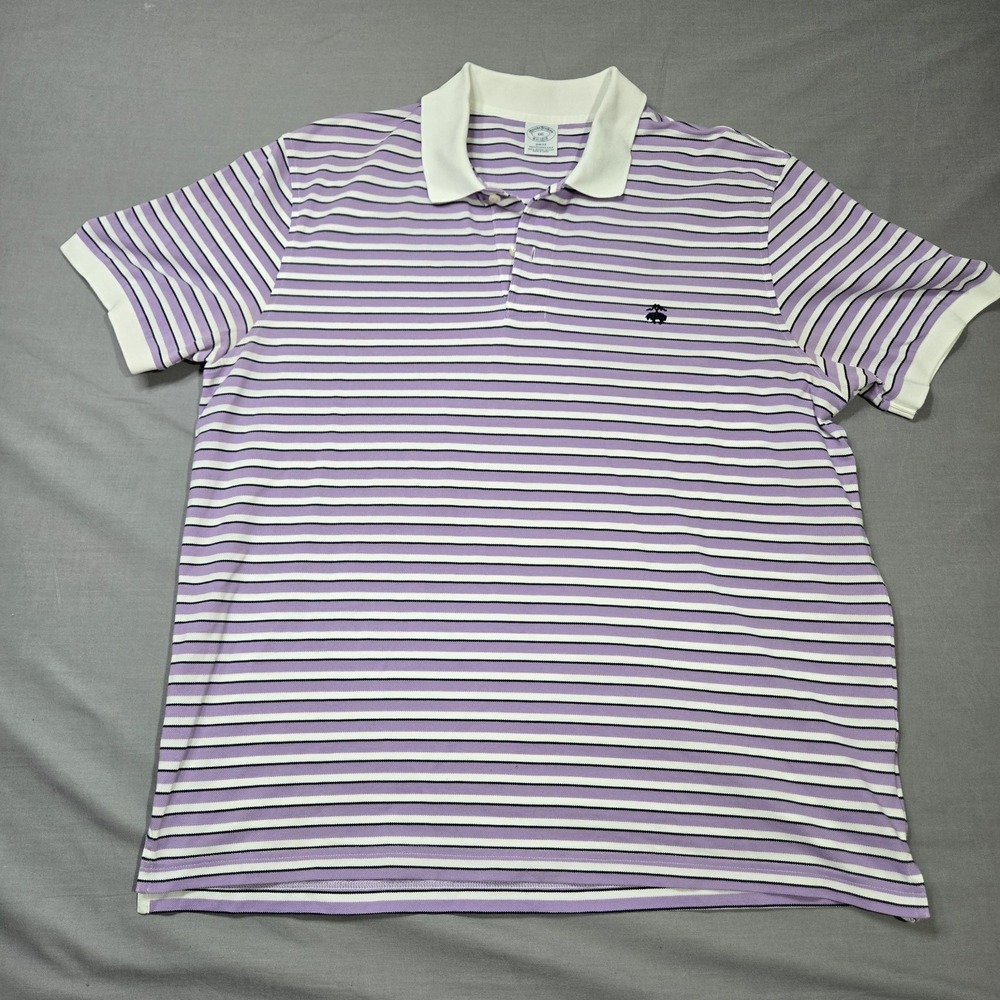 Brooks Brothers Slim Fit Supima Cotton Polo Shirt‎ Men's XXL Extra Large Striped